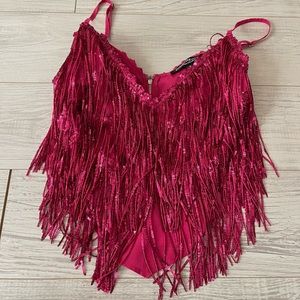 BNWOT - fringe pink tank top! Size small